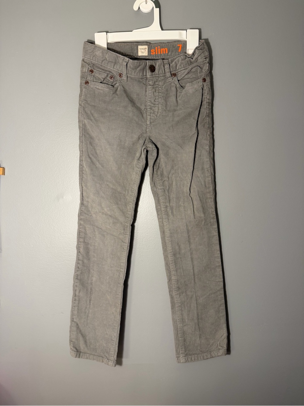 Crewcuts Slim Stretch Corduroy Boys size 7 Pants in Gray